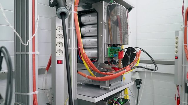 Test benches in the laboratory for the production of microprocessor-based protection and automation devices.
