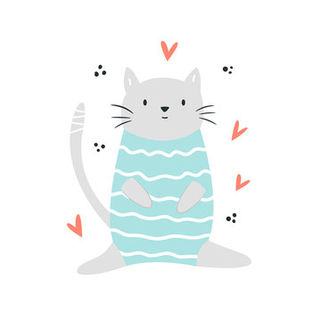 Funny cat sitting in a swimming costume