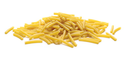 Macaroni, raw pasta isolated on white background