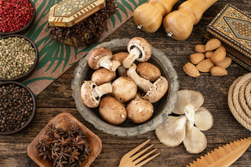 Fototapeta na wymiar mushrooms with nuts