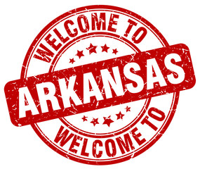 welcome to Arkansas red round vintage stamp