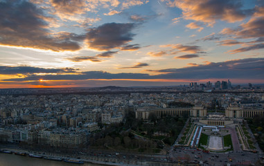 view from Eiffel tower sunset over the city