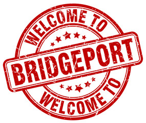welcome to Bridgeport red round vintage stamp