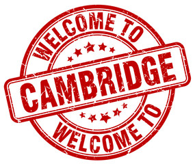 welcome to Cambridge red round vintage stamp