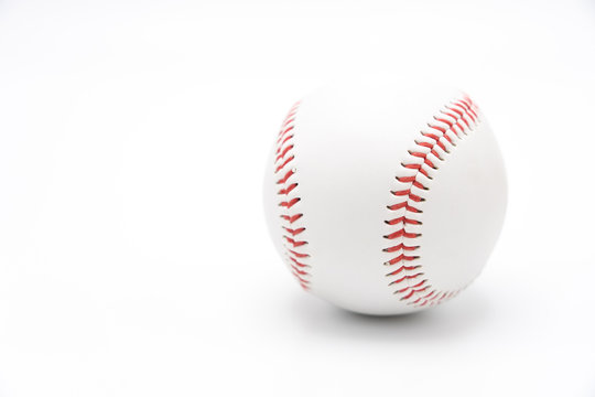 Isolated baseball on a white background and red stitching baseball. White baseball with red thread.Baseball is a national sport of Japan. It is popular.