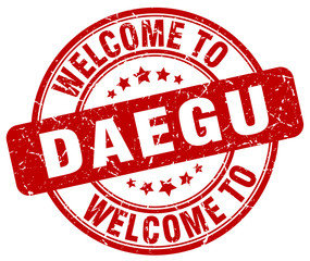 welcome to Daegu red round vintage stamp