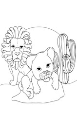 Coloring children, animals and children animals, lion.