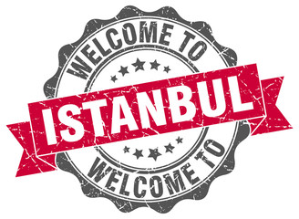 Fototapeta premium Istanbul round ribbon seal