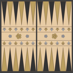 Backgammon playing field in the medieval style In shades of brown. Vector graphics in flat style.