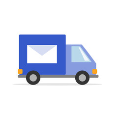 The mail van. Work car blue. Vector graphics in flat style.