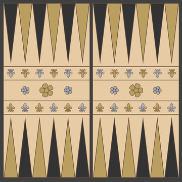 Backgammon playing field in the medieval style In shades of brown. Vector graphics in flat style.