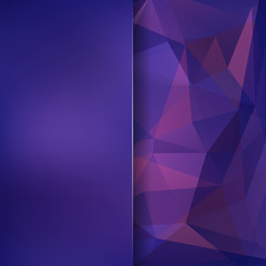 Geometric pattern, polygon triangles vector background in blue, purple tones. Blur background with glass. Illustration pattern
