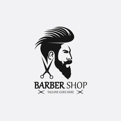 Barber shop logo design template. Vector illustration