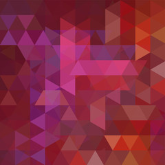 Background made of pink, orange, red triangles. Square composition with geometric shapes. Eps 10