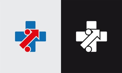 cross arrow human health up logo