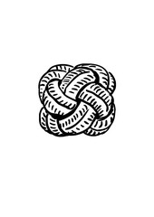 Hand drawn Black and White Rope Knot Graphic Design 