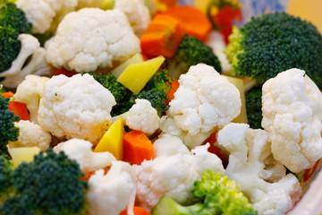 Fresh vegetables are basis of Healthy food. Bright carrots, broccoli, cauliflower, cabbage are...