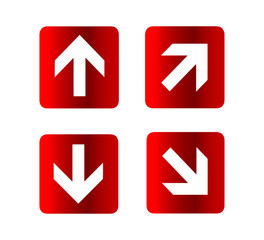 Flat vector design arrows guiding closeup isolated. Arrow button for web site Icon, Icon Arrow Red Arrow Icons Isolated