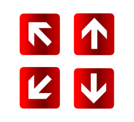Flat vector design arrows guiding closeup isolated. Arrows button for web site. Icon, arrow icon. Red icons