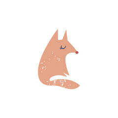 Obraz premium Cute hand drawn fox illustration, nice animal, forest inhabitant. Isolated vector