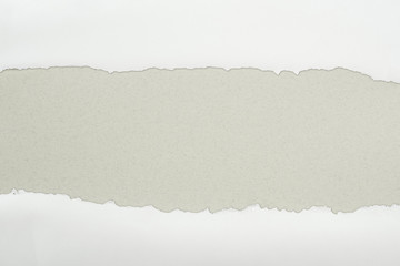 ripped white textured paper with copy space on grey background
