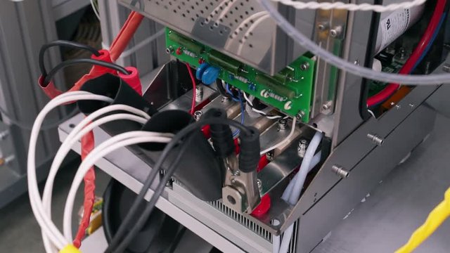 Test benches in the laboratory for the production of microprocessor-based protection and automation devices.