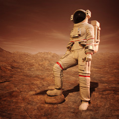 Scene of the Astronaut on Mars - 3D Illustration