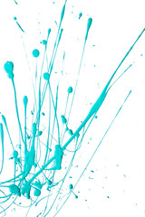 Blue Paint Splatters on White Background