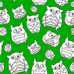 cute owl pattern. white owls for print, web or design. For kids, postcard and other
