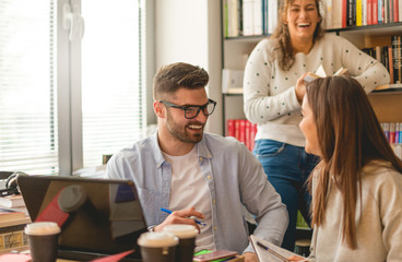 Students in library