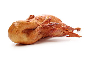 Smoked duck on white background 