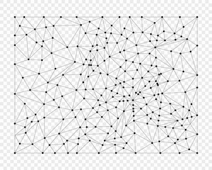 Polygon lines with points, grid. Overlay element. Vector object isolated on a light background.