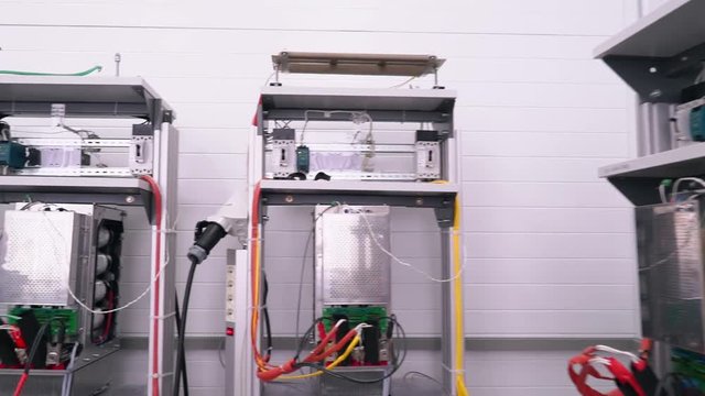 Test benches in the laboratory for the production of microprocessor-based protection and automation devices.
