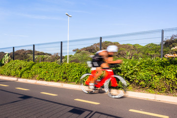 Cycling Triathlon Athlete Motion Speed Blur Close-Up 