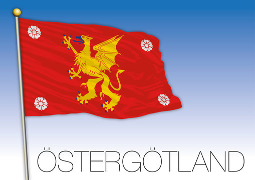 Ostergotland regional flag, Sweden, vector illustration