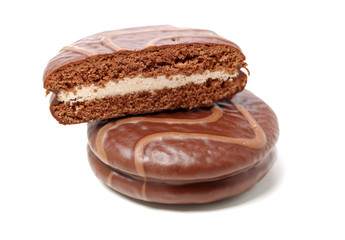 chocolate cake on white background 