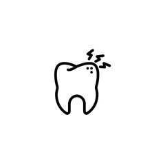 dental, pain, cold, rheumatic, toothache icon in black outline style, vector