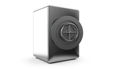 3d rendering of a bank safe with open door