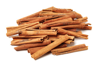 Cinnamon on white background