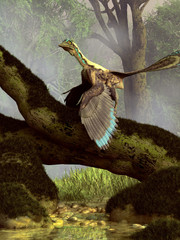 Archaeopteryx is a creature that seems to be half bird, half dinosaur. It lived in the Late Jurassic Period around 150 million years ago. 3D Rendering 