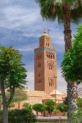 Fototapeta premium The famous Koutoubia Mosque and the park close to it