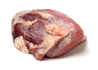 huge red meat chunk isolated over white background 