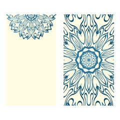 The Front And Rear Side. Mandala Design Elements. Wedding Invitation, Thank You Card, Save Card, Baby Shower. Vector Illustration. Blue milk color