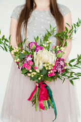 bright bouquet with protea