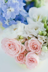 blue and pink flowers