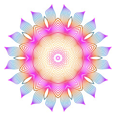 Fototapeta na wymiar Floral Color Mandala. Arabic, Indian, Motifs. Vector Illustration. Rainbow color