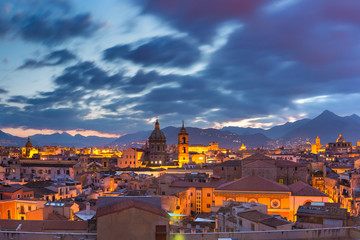 Palermo at sunset, Sicily, Italy