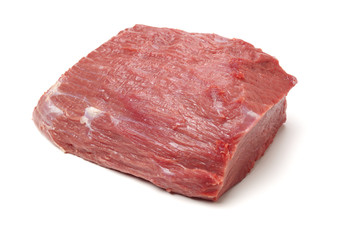 huge red meat chunk isolated over white background 