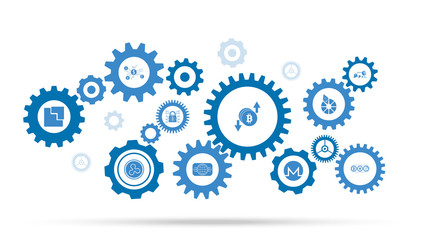 Bitcoin growth, increase and down, decrease stock vector image, digital currency, cryptocurrency money, bitcoin symbol icon. From cryptocurrency set