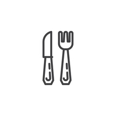 Fork and Knife line icon. linear style sign for mobile concept and web design. Cutlery outline vector icon. Restaurant symbol, logo illustration. Pixel perfect vector graphics